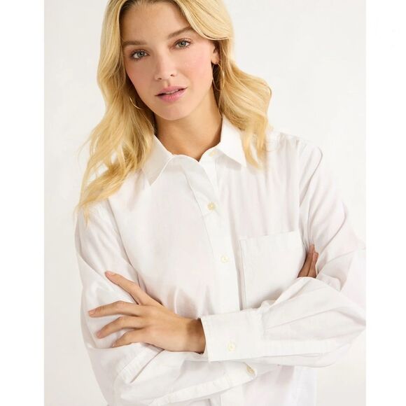 Classic White Button-Up Shirt Cotton Tunic Blouse Size XL - Picture 7 of 7